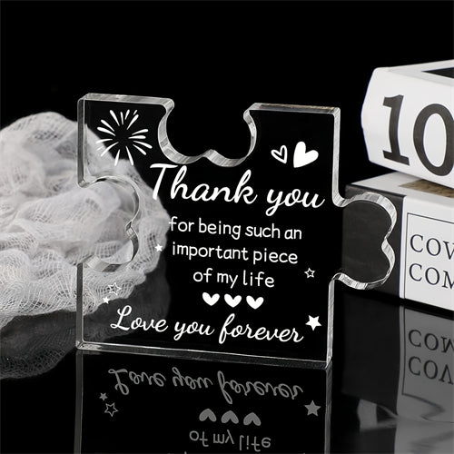 1pc, Acrylic Puzzle Plaque (3.35in*2.76in/8.5cm*7cm), Thank You Gifts For Women, Men, Best Friend, Coworkers, Teacher Appreciation Gifts, Desk Decorations, Creative Birthday Gift, Christmas Gift