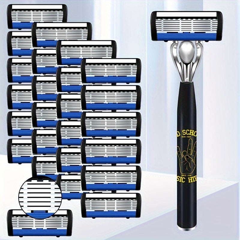 Premium 7-Layer Stainless Steel Razor Set for Daily Grooming - 1 Handle with Choice of 3/6/12/18 Refills for a Smooth Shave Every Time