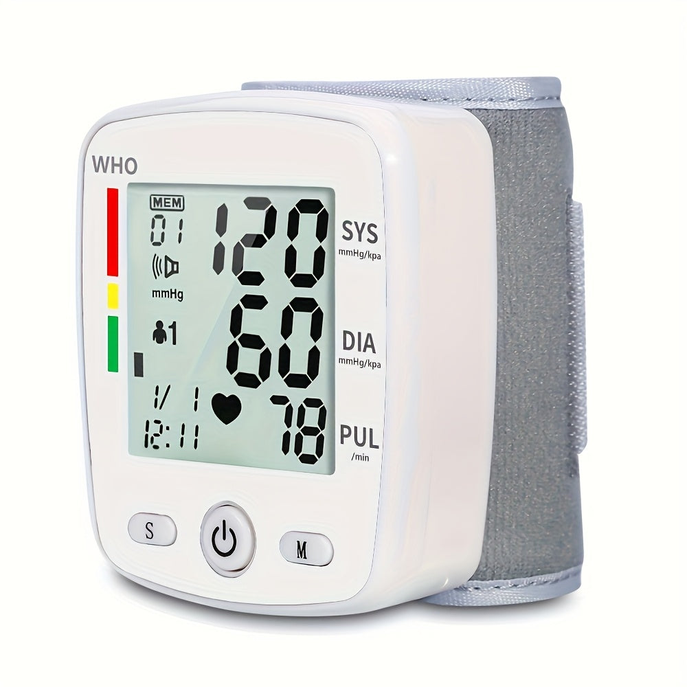 Rechargeable Digital Wrist Blood Pressure Monitor - 2X99 Memory Readings, Large LCD Display, Voice Broadcast, Portable & Lightweight Design, 300Mah Battery (Lasts 15-20 Days), USB Charging, WHO Health Indicator, Ideal for Home Use & Health Tracking