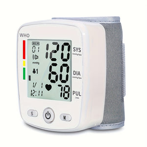 Rechargeable Digital Wrist Blood Pressure Monitor - 2X99 Memory Readings, Large LCD Display, Voice Broadcast, Portable & Lightweight Design, 300Mah Battery (Lasts 15-20 Days), USB Charging, WHO Health Indicator, Ideal for Home Use & Health Tracking