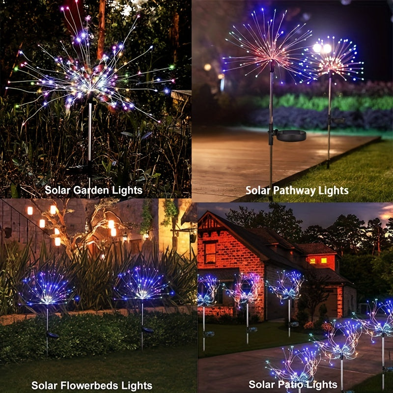 300LED Solar Garden Firework Lights Outdoor Waterproof 200LED Sparklers Solar Lights 60LED For Outside Patio Backyard Yard Pathway Walkway D