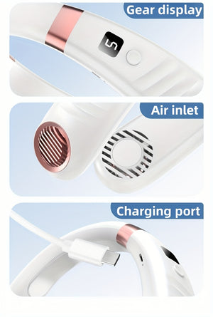 Stay Cool And Comfortable Portable Neck Fan USB Charging Digital Display, 5-speed Mini Fan Cool Portable Fan, Perfect Gift For Birthday/Chri