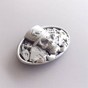 Western Zinc alloy Leather Belt Buckle Skull Tattoo Poker Casino Shape Pattern US Local Shipping