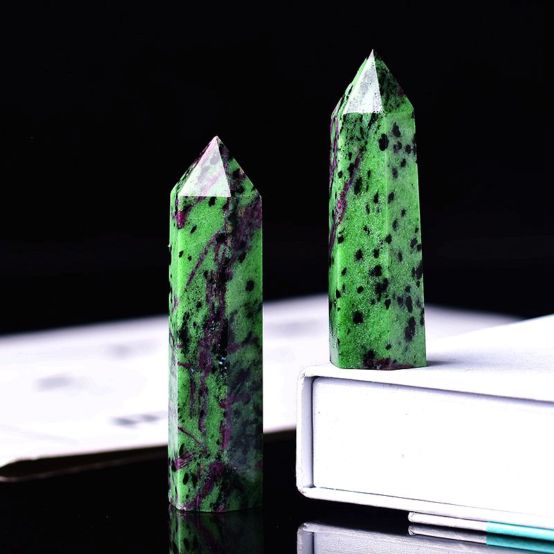 1PC Natural Crystal Epidote Column Crystal Point Quartz Mineral Stone Healing Obelisk Wand Home Decor DIY Gift Decoration Reiki