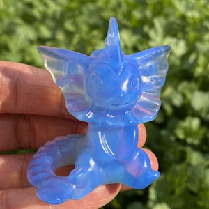 2.1" Blue Opalite Carved Vaporeon,Crystal Vaporeon ,Opalite Eevee,Skull Carving，Blue Opalite Vaporeon Carving,Crystal Healing， Crystal Gifts