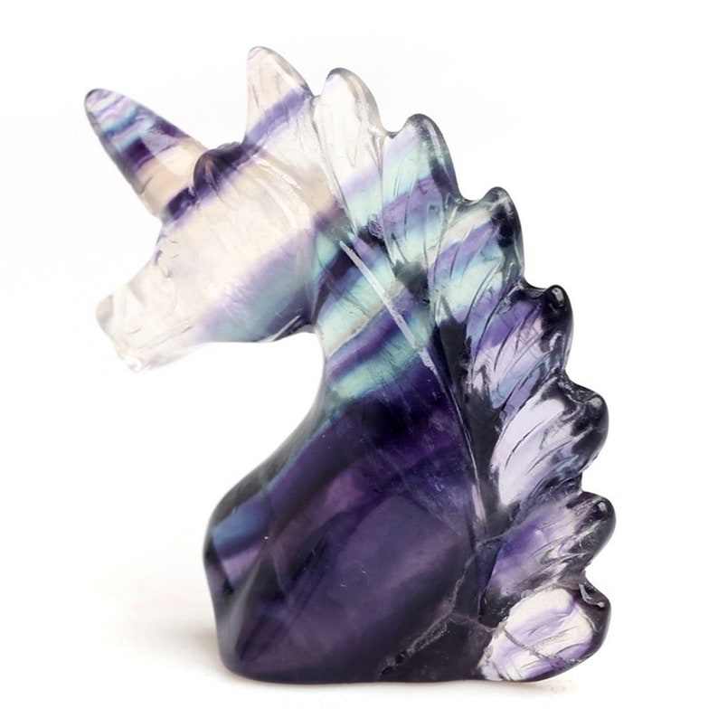 Natural Hand carved Fluorite unicorn Rainbow unicorn Arts and crafts Home decoration 1PC