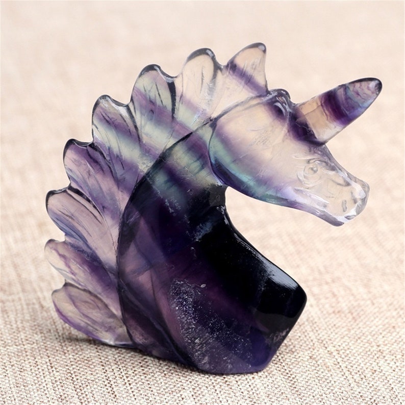 Natural Hand carved Fluorite unicorn Rainbow unicorn Arts and crafts Home decoration 1PC