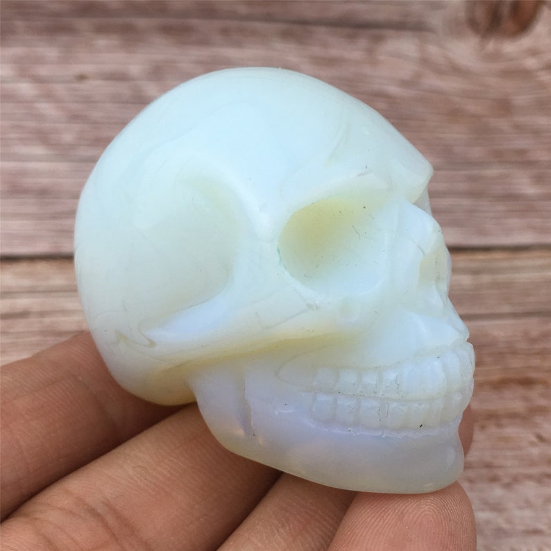 2'' Hand carved Opalite crystal skull，quartz crystal，Crystal Opalite skull，crystal healing skull 1PC