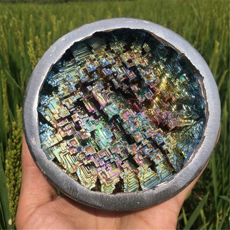 1PC Beautiful Bowl Rainbow Bismuth Specimen,Crystal Ore Mineral Product,Handmade Rainbow Bismuth Crystals,Metal Mineral Specimen 300g+