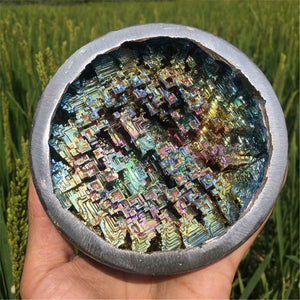 1PC Beautiful Bowl Rainbow Bismuth Specimen,Crystal Ore Mineral Product,Handmade Rainbow Bismuth Crystals,Metal Mineral Specimen 300g+