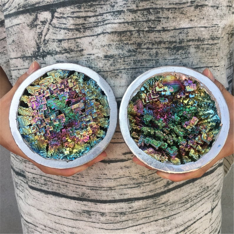 1PC Beautiful Bowl Rainbow Bismuth Specimen,Crystal Ore Mineral Product,Handmade Rainbow Bismuth Crystals,Metal Mineral Specimen 300g+
