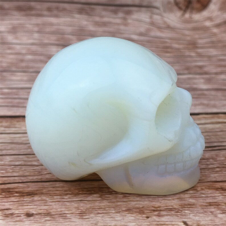 2'' Hand carved Opalite crystal skull，quartz crystal，Crystal Opalite skull，crystal healing skull 1PC