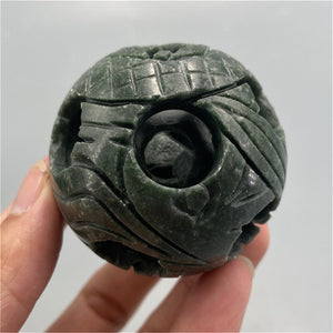 1.5' Natural Rare Hand carved Fortune ball，Fortune ball，Crystal Collection，（Internally can mobile）Special gifts for Halloween
