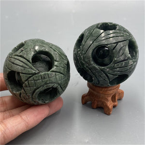 1.5' Natural Rare Hand carved Fortune ball，Fortune ball，Crystal Collection，（Internally can mobile）Special gifts for Halloween