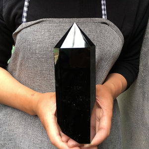 400g+ Natural obsidian Tower，Obsidian obelisk，crystal mineral wand point，healing random，Energy column，