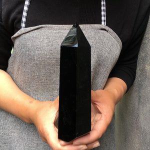 400g+ Natural obsidian Tower，Obsidian obelisk，crystal mineral wand point，healing random，Energy column，