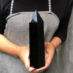 400g+ Natural obsidian Tower，Obsidian obelisk，crystal mineral wand point，healing random，Energy column，