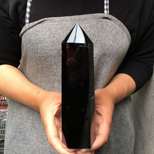 400g+ Natural obsidian Tower，Obsidian obelisk，crystal mineral wand point，healing random，Energy column，