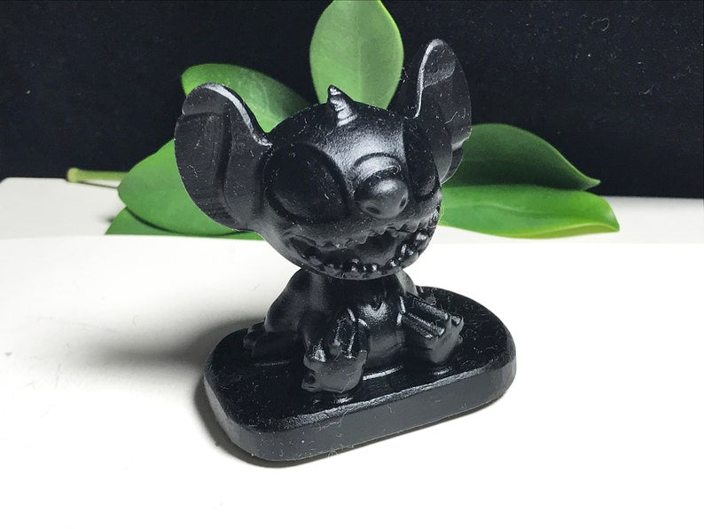 Natural Obsidian Crystal Stitch,Hand Carved,Cartoon Characters, Crystal skull Healing L121116