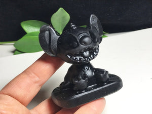 Natural Obsidian Crystal Stitch,Hand Carved,Cartoon Characters, Crystal skull Healing L121116