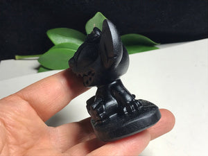 Natural Obsidian Crystal Stitch,Hand Carved,Cartoon Characters, Crystal skull Healing L121116