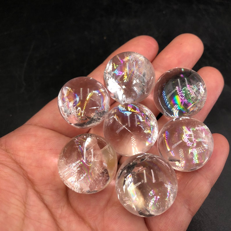 10PCS Natural Clear Quartz Crystal Sphere Rainbow Crystal Ball,Crystal Carving,Crystal healing,Home Decoration 200g+