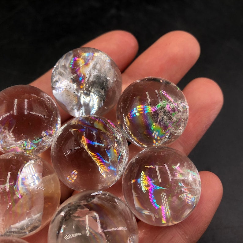 10PCS Natural Clear Quartz Crystal Sphere Rainbow Crystal Ball,Crystal Carving,Crystal healing,Home Decoration 200g+