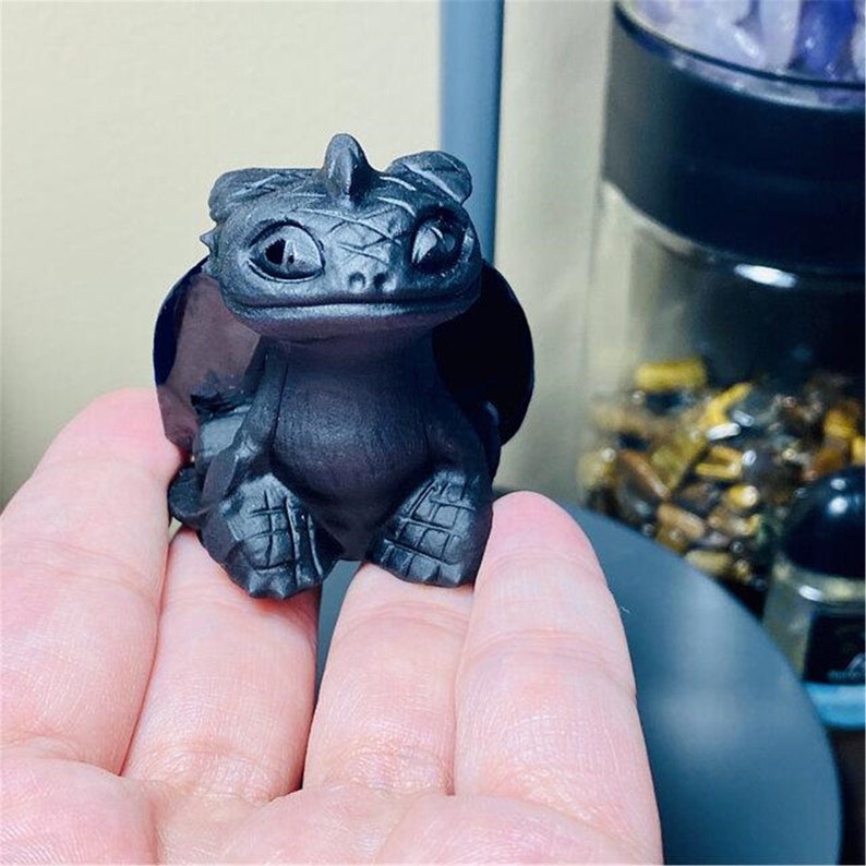 2PC Natural crystal Obsidian Dragon，Hand carved，Mother's day gift，Crystal Dragon，Quartz Crystal，Crystal ornament，Crystal Healing