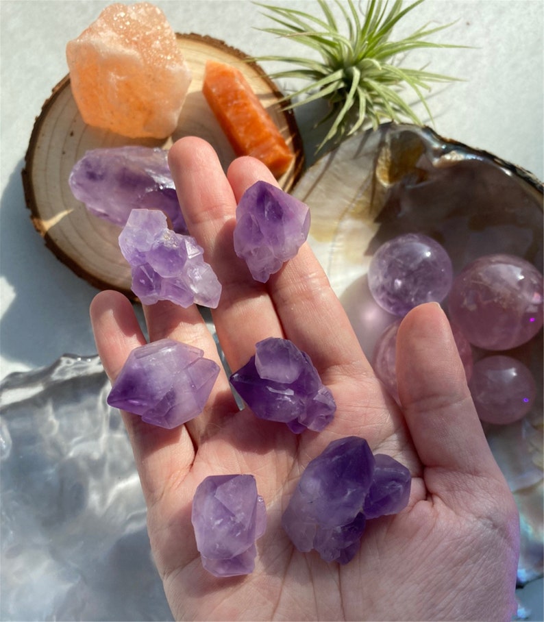 10PC Natural Amethyst specimen，Amethyst gravel，quartz crystal，Amethyst specimen，crystal healing