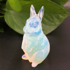 1pc Hand carving Opalite Rabbit,Quartz Crystal rabbit,Mineral Specimen,Rock,Home decoration,Quartz animals,Reiki Healing,Crystal gifts 45g+