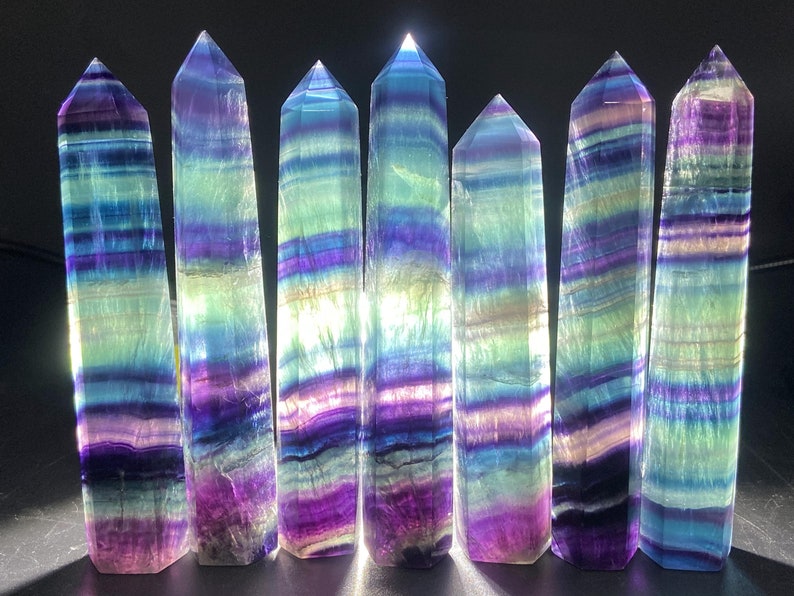 4'' Natural Hand carved Elixir Rainbow fluorite obelisk, Quartz Crystal,Festival gift，crystal bottle obelisk,crystal Healing,crystal Wand