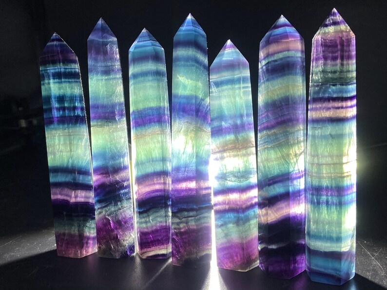 4'' Natural Hand carved Elixir Rainbow fluorite obelisk, Quartz Crystal,Festival gift，crystal bottle obelisk,crystal Healing,crystal Wand