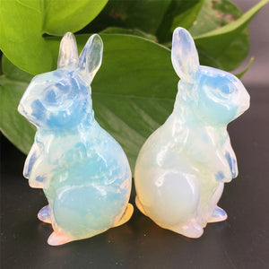 1pc Hand carving Opalite Rabbit,Quartz Crystal rabbit,Mineral Specimen,Rock,Home decoration,Quartz animals,Reiki Healing,Crystal gifts 45g+