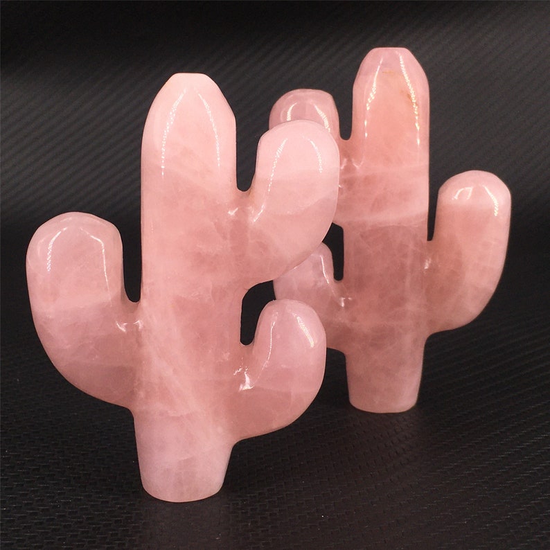 1pc 3" Natural Rose Quartz Cactus,Quartz Crystal Cactus,Crystal Carved,Home decoration,Crystal gifts,Mineral specimen,Reiki healing 55g+