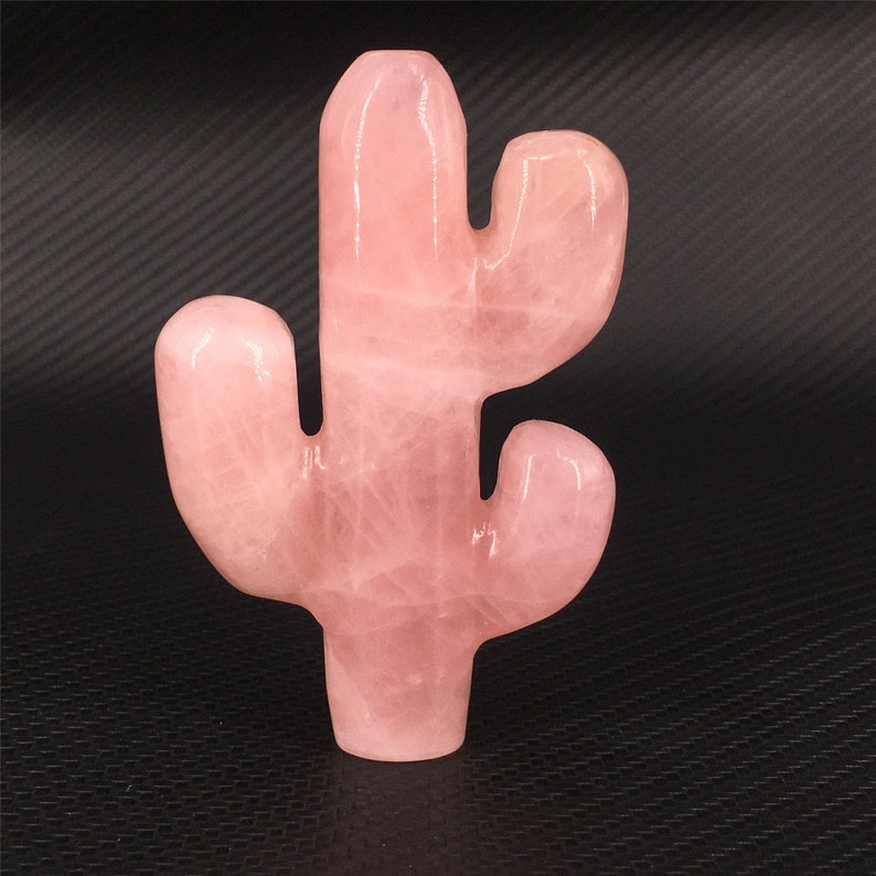 1pc 3" Natural Rose Quartz Cactus,Quartz Crystal Cactus,Crystal Carved,Home decoration,Crystal gifts,Mineral specimen,Reiki healing 55g+