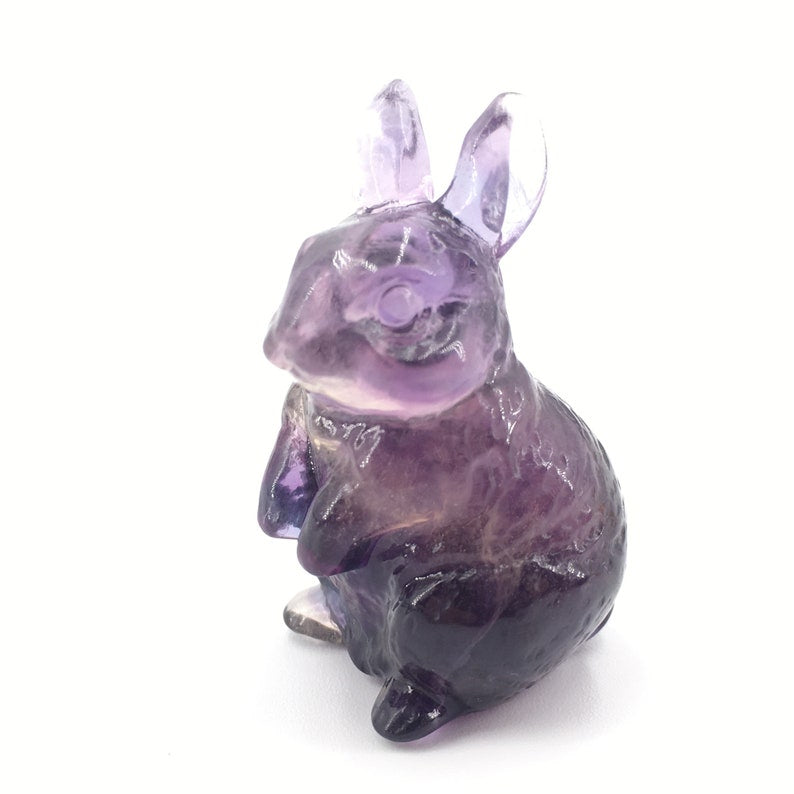 2pcs Natural Fluorite Rabbit,Quartz Crystal Rabbit,Quartz Crystal Animals,Crystal Carving,Home decoration,Crystal healing,Crystal gifts 50g+