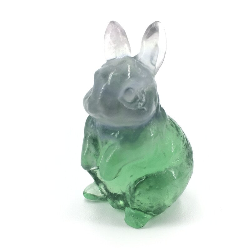 2pcs Natural Fluorite Rabbit,Quartz Crystal Rabbit,Quartz Crystal Animals,Crystal Carving,Home decoration,Crystal healing,Crystal gifts 50g+
