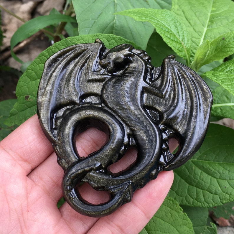 1PC Natural Golden Obsidian Fly Dragon,Quartz Fly Dragon,Crystal Carved,Mineral samples,Home Decoration,Reiki healing,Crystal Gifts 50g+