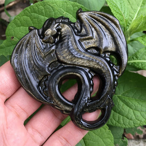 1PC Natural Golden Obsidian Fly Dragon,Quartz Fly Dragon,Crystal Carved,Mineral samples,Home Decoration,Reiki healing,Crystal Gifts 50g+