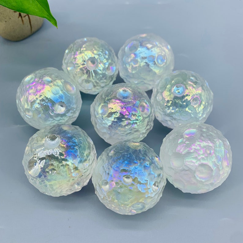 2pcs Titanium Rainbow Moon,Quartz Moon,Mineral samples,Crystal carving,Reiki Healing,Crystal collection,home decoration,Crystal Gift 160g+