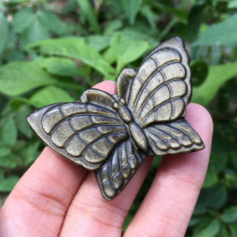 1PC Natural Golden Obsidian Butterfly,Quartz Crystal Butterfly,Crystal Carved,Mineral samples,Home Decoration,Reiki heal,Crystal Gifts 15g+