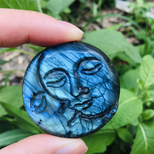 1PC Natural Labradorite Sun Moon,Quartz Crystal Sun Moon,Crystal Carved,Mineral samples,Home Decoration,Reiki healing,Crystal Gifts 30g+