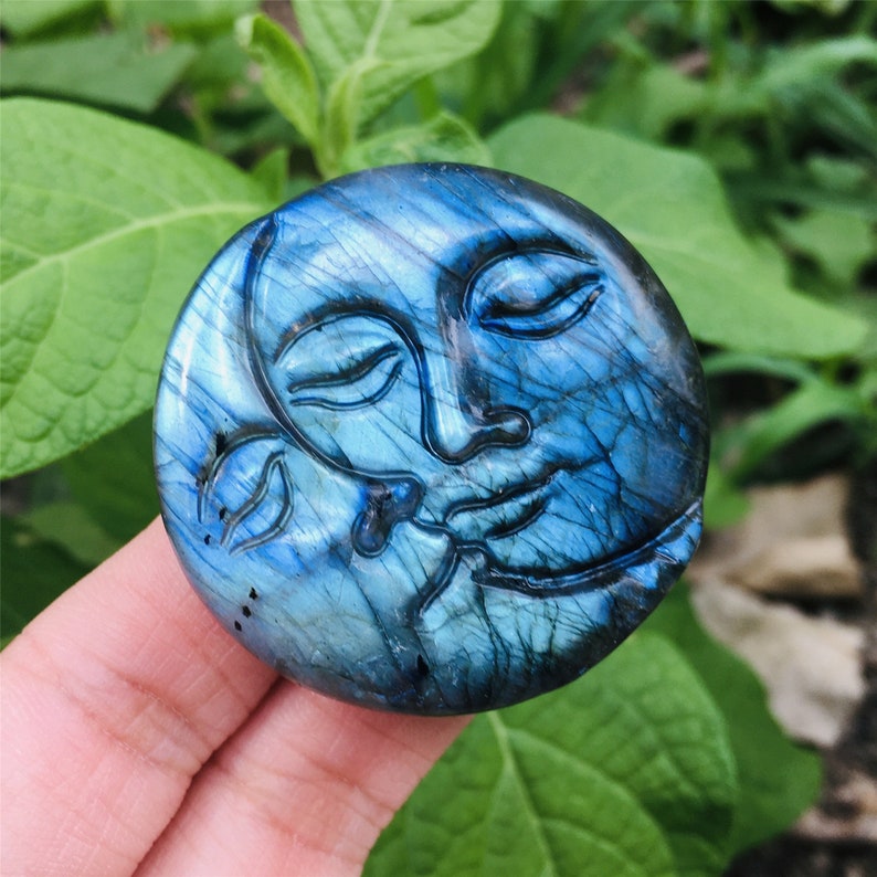 1PC Natural Labradorite Sun Moon,Quartz Crystal Sun Moon,Crystal Carved,Mineral samples,Home Decoration,Reiki healing,Crystal Gifts 30g+