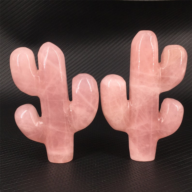 1pc 3" Natural Rose Quartz Cactus,Quartz Crystal Cactus,Crystal Carved,Home decoration,Crystal gifts,Mineral specimen,Reiki healing 55g+