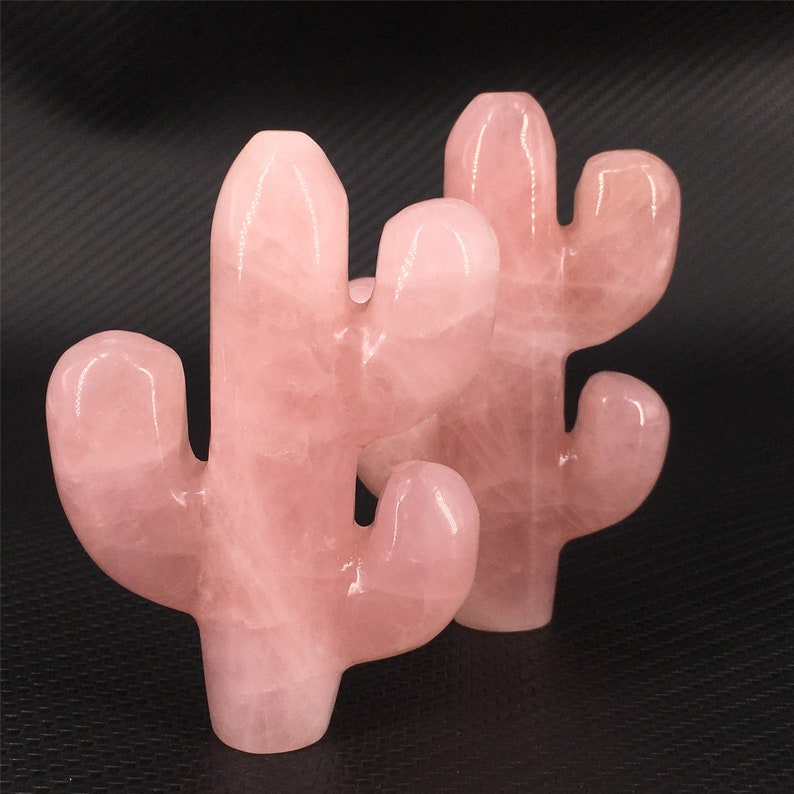 1pc 3" Natural Rose Quartz Cactus,Quartz Crystal Cactus,Crystal Carved,Home decoration,Crystal gifts,Mineral specimen,Reiki healing 55g+