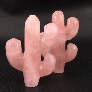1pc 3" Natural Rose Quartz Cactus,Quartz Crystal Cactus,Crystal Carved,Home decoration,Crystal gifts,Mineral specimen,Reiki healing 55g+