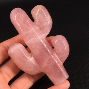 1pc 3" Natural Rose Quartz Cactus,Quartz Crystal Cactus,Crystal Carved,Home decoration,Crystal gifts,Mineral specimen,Reiki healing 55g+