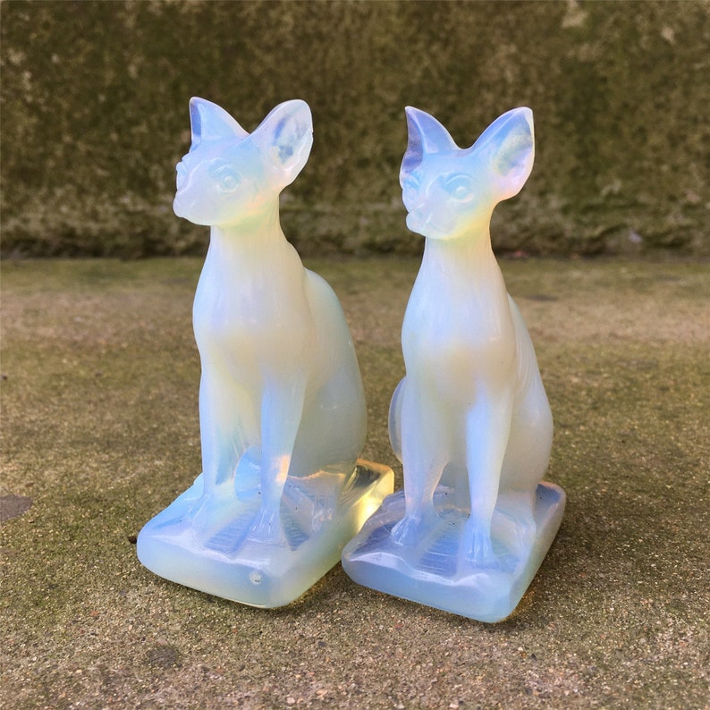 1PC Opalite Cat,Quartz Crystal Cat,Crystal Animal,Home Decoration,Rock,Crystal Carving,Crystal Sculpture,Reiki Healing,Crystal Gifts 110g+