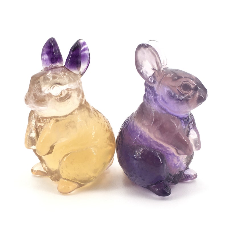 2pcs Natural Fluorite Rabbit,Quartz Crystal Rabbit,Quartz Crystal Animals,Crystal Carving,Home decoration,Crystal healing,Crystal gifts 50g+