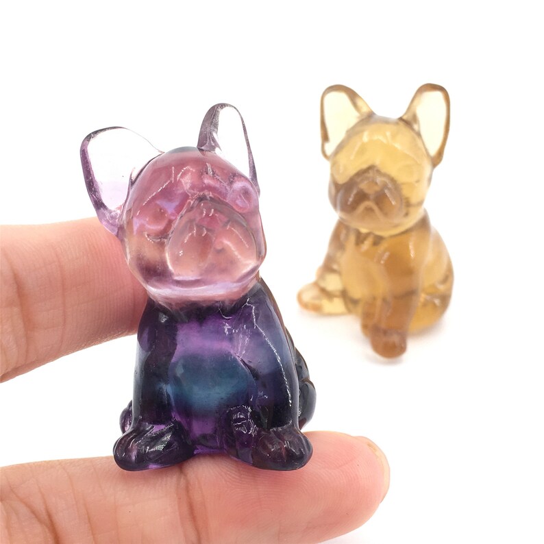 1pc Natural Fluorite Bulldog,Quartz Bulldog,Quartz Crystal Animals,Rock,Crystal Carving,Home decoration,Crystal healing,Crystal gifts 30g+
